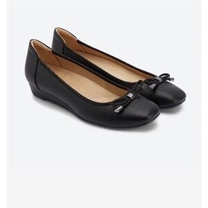 Naturalizer Corin Black Leather Ballet Flat Women Square Toe Shoe sz 7.5 Comfort